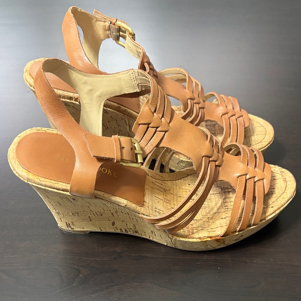 Audrey Brooke Tan Wedge Sandals